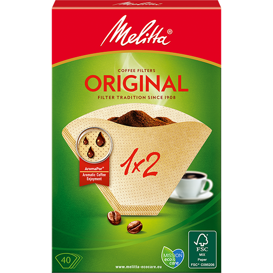 Melitta® kaffefilter Original, 1x2®, brun, 40 st.